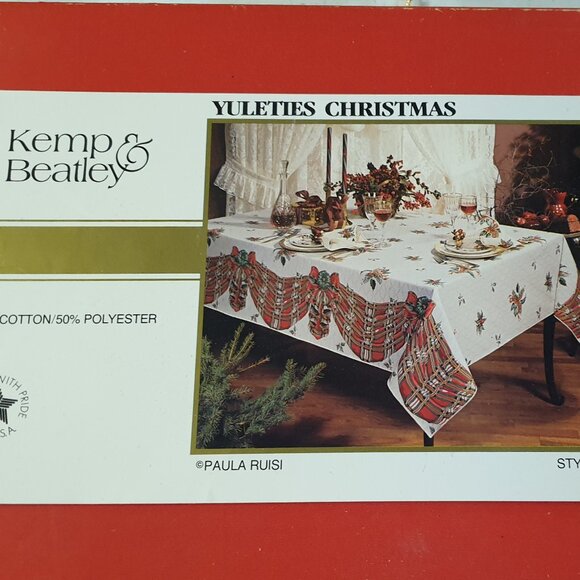Kemp & Beatley Yuleties Christmas tablecloth Style no. 183 made in America - Picture 1 of 8